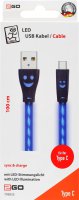 2GO Usb-câble De Data Type-c -> Usb, Led Blue, 100cm