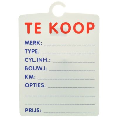 Verkoopplaat Met Spiegelbevestiging, Te Koop, Met Info, 310x240mm