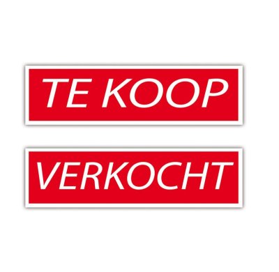 Bord Te Koop/verkocht, Rood/wit, 350x110mm