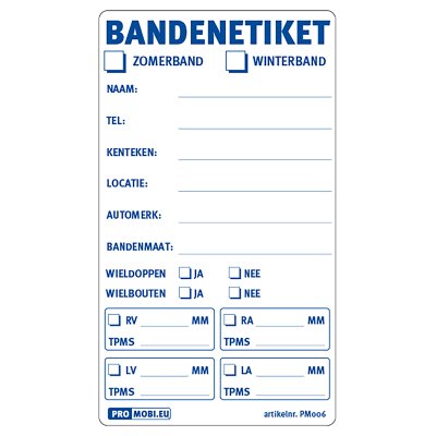 Voorgedrukte Bandenlabels, 500st