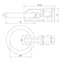 PROPLUS Stud Fitting Dubbel Met Ring 60mm Rond Voor Bindrail