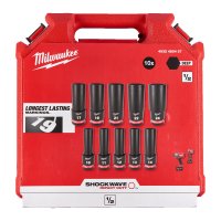 MILWAUKEE 1/2" Impact Zeskant Doppenset Shockwave, 78mm Lang (10st)