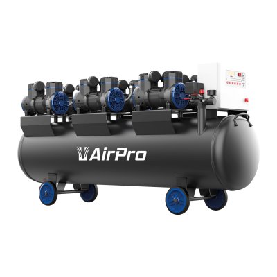 AIRPRO Compressor Olievrij, Low Noise,  6x2pk,  280 Liter, 400v | Cp90p6t280