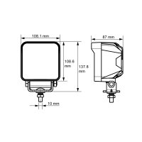 LUCIDITY 22855 Led Werklamp, Wide Flood, 7700lm, 9-32v, Alu, 108x108x87mm