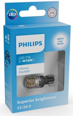 OSRAM Philips Ultinon Pro7000 Led W16w White, 6000k, 12/24v (1st) | Philips Lum11067cu70x1