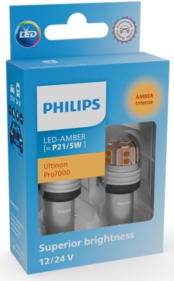 PHILIPS Ultinon Pro7000 Led P21/5w Amber/oranje, 12/24v  (2st) | PHILIPS Lum11499au70x2