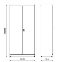 TOOLBOX4YOU Expert Metalen Gereedschapskast 2 Deurs Incl 2 Lades, 950x450x1983mm | Bg95d2l